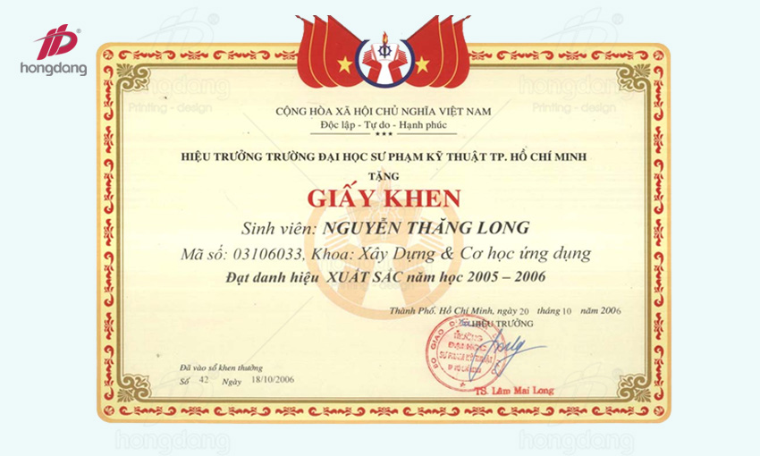 In Giấy Khen, In Bằng Khen