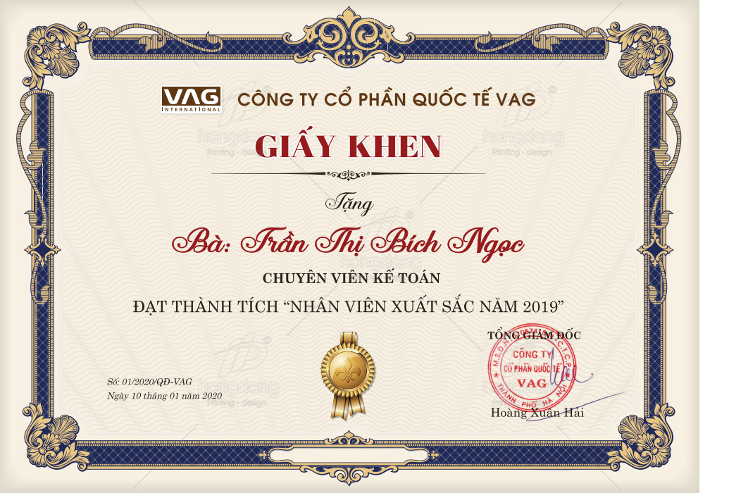 Xưởng In Giấy Khen, Bằng Khen, Giấy Chứng Nhận Giá Tốt