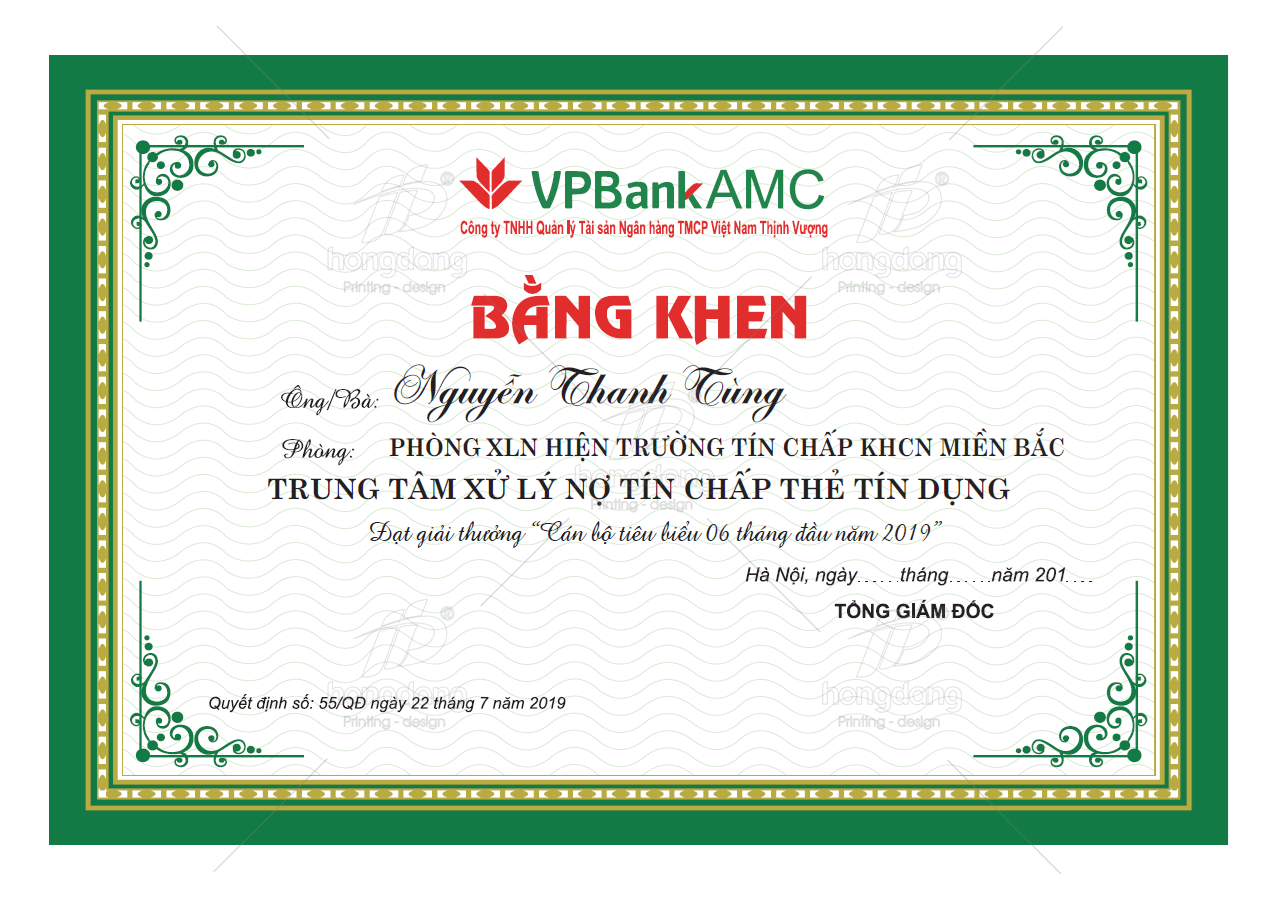 bằng khen ngân hàng
