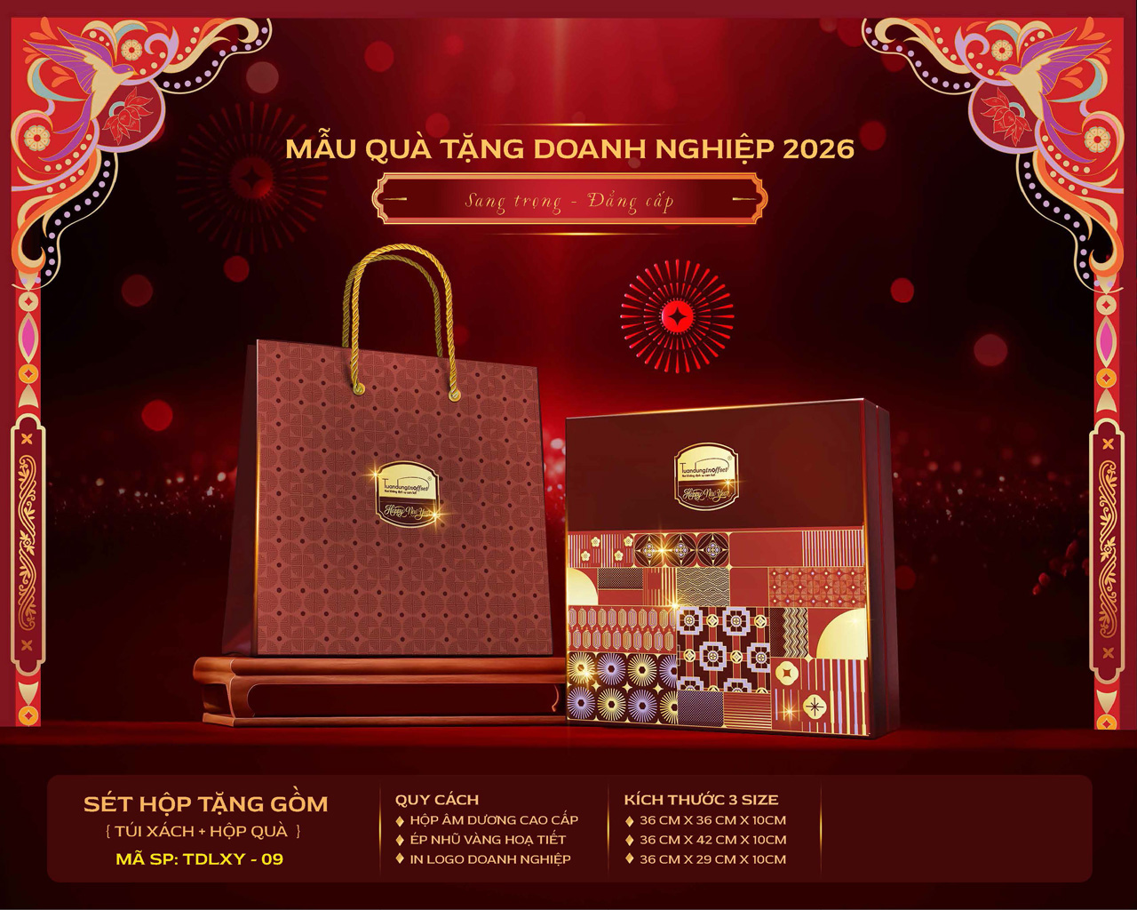 Hộp quà Tết 2026 dùng làm quà biếu cao cấp