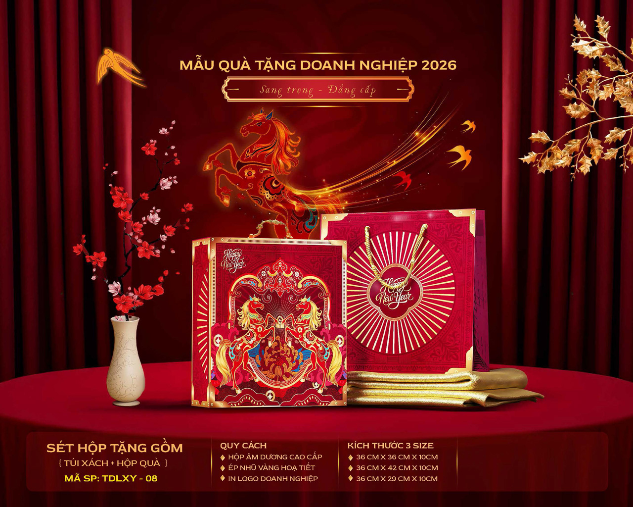 Hộp quà Tết 2026 sang trọng cho công ty quà tặng