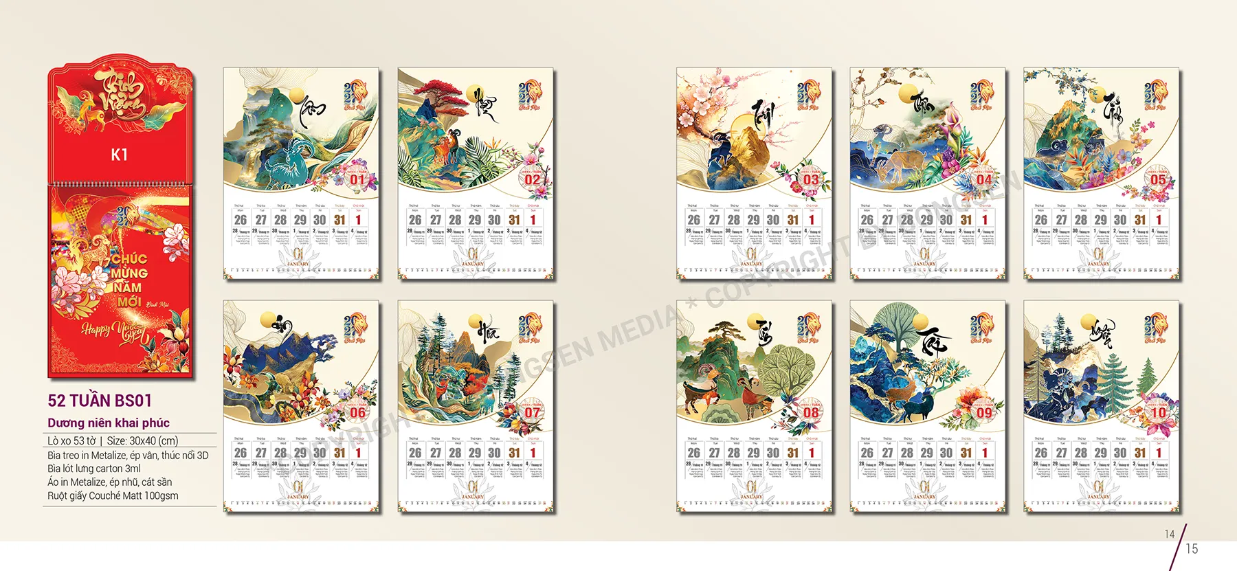 mẫu lịch 52 tuần 2027