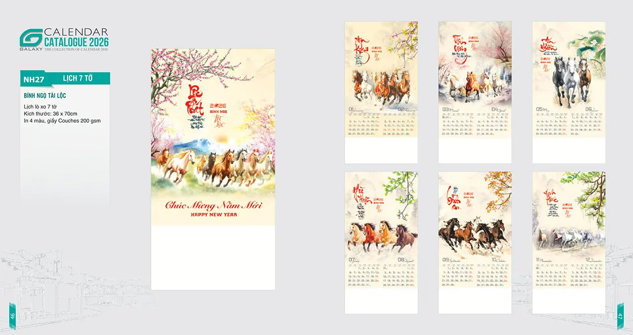 lịch lò xo 7 tờ 2026 mã NH