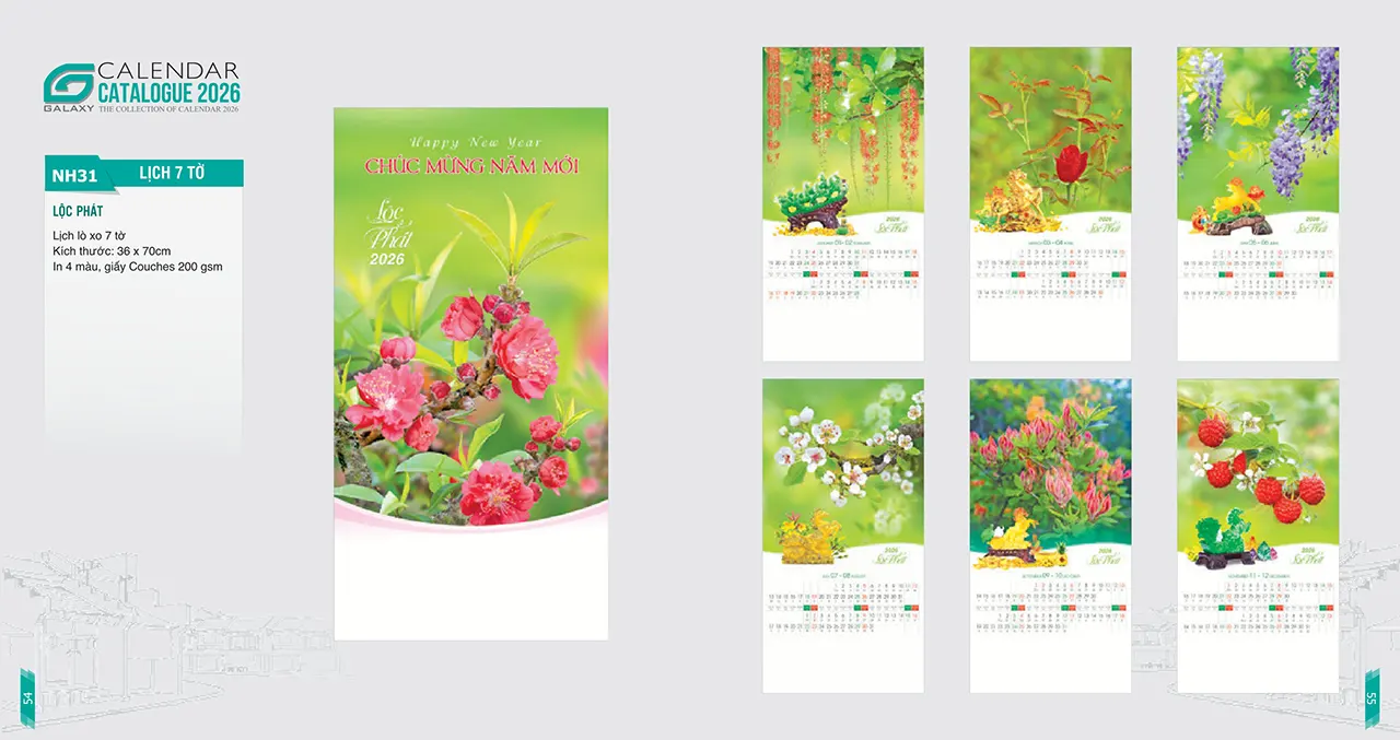 lịch tết 2026 mã NH sang trọng