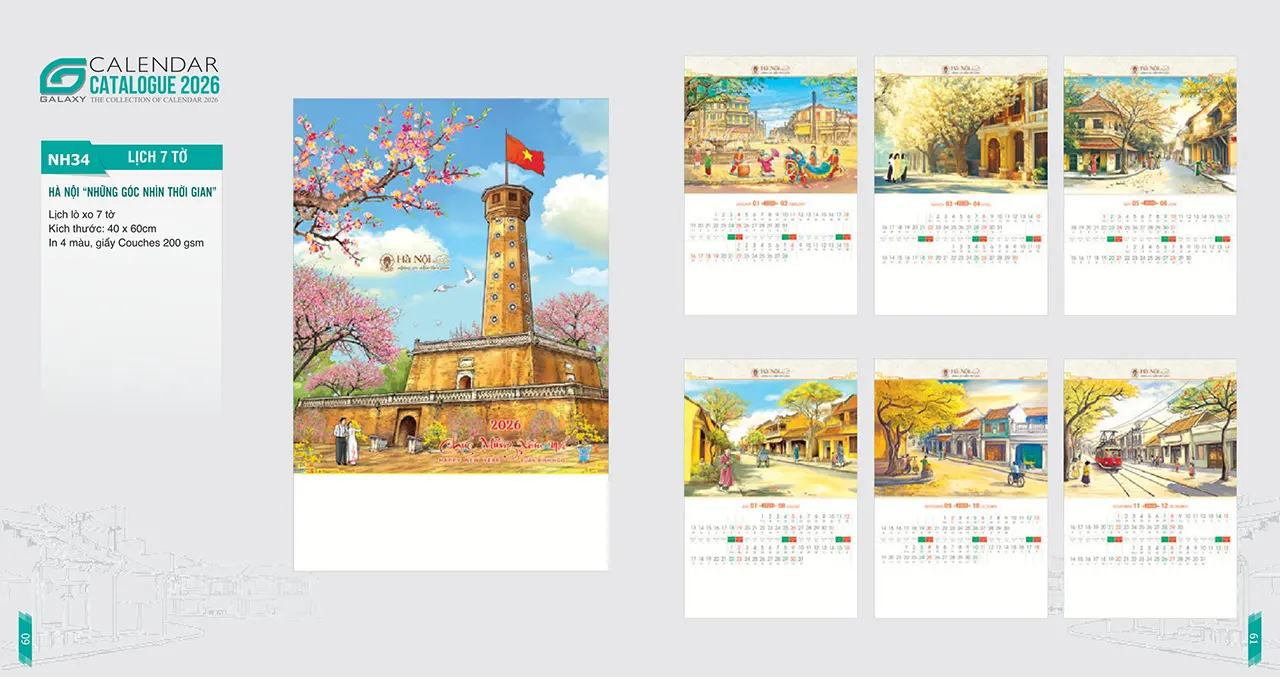 lịch lò xo 7 tờ mã NH quà tặng Tết