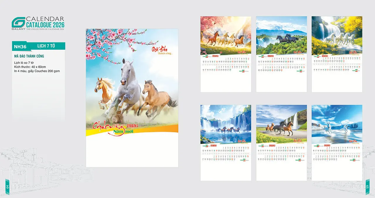 thiết kế lịch lò xo 7 tờ chuyên nghiệp