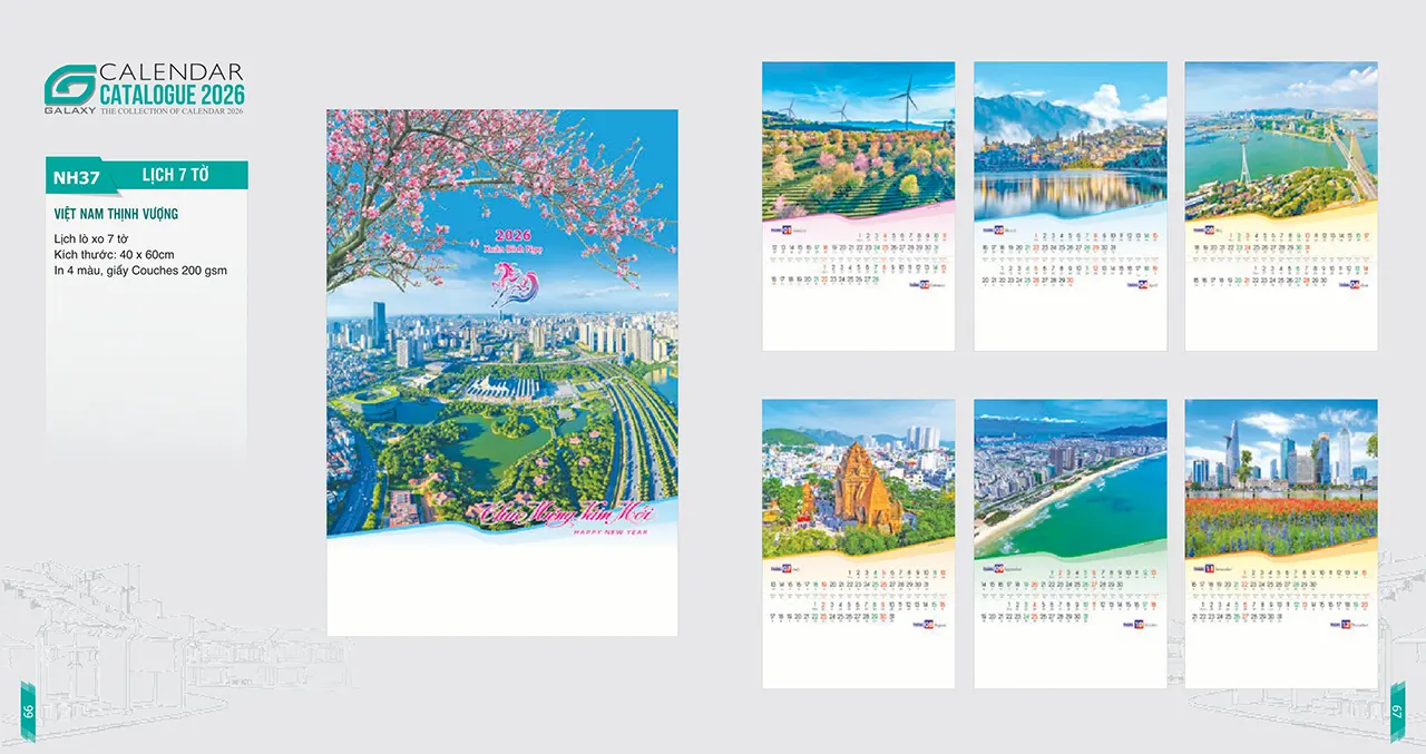 lịch lò xo treo tường 2026 mã NH