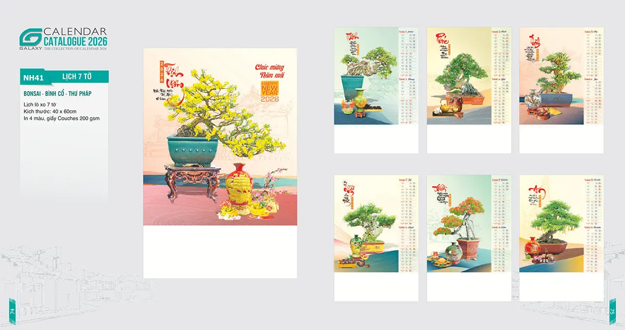 lịch lò xo 7 tờ mã NH cho doanh nghiệp