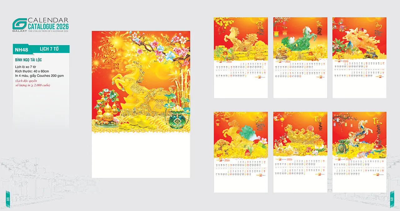 lịch lò xo 7 tờ 2026 mã NH thiết kế đẹp