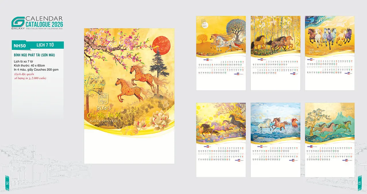 lịch lò xo 2026 mã NH in logo công ty