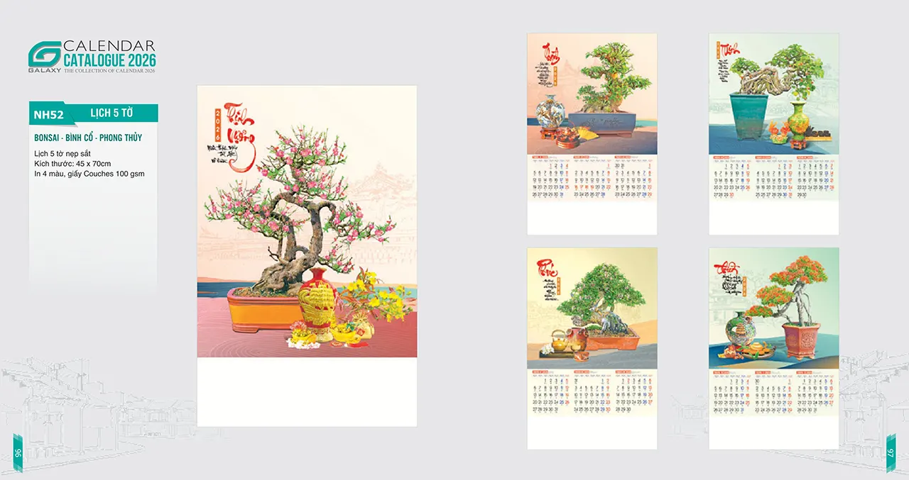 lịch lò xo 7 tờ 2026 mã NH chất lượng cao