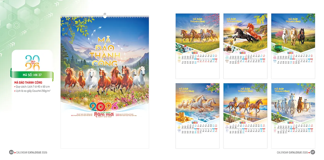 lịch 7 tờ lò xo 2026 mã HN