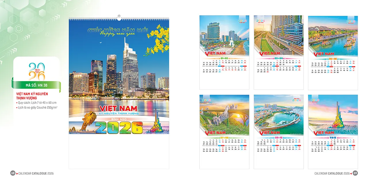 mẫu lịch 7 tờ 2026 mã HN đẹp