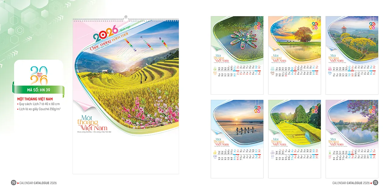 in lịch lò xo 7 tờ 2026 theo yêu cầu