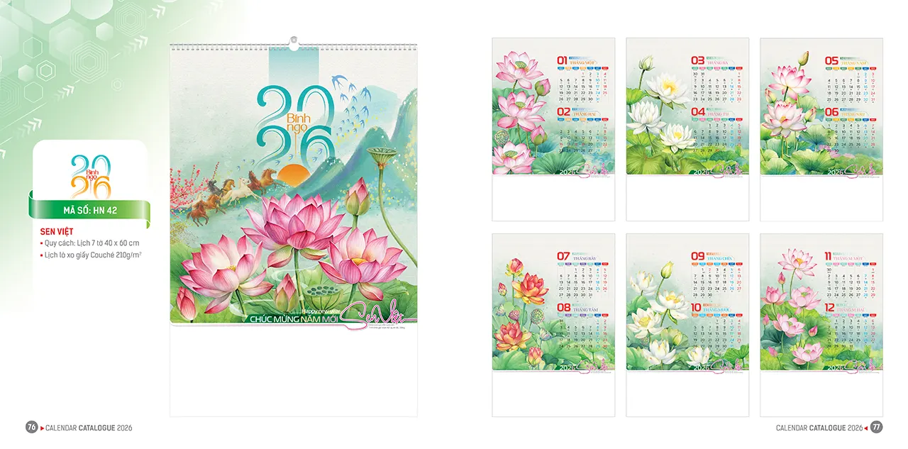 lịch 7 tờ lò xo 2026 có logo doanh nghiệp