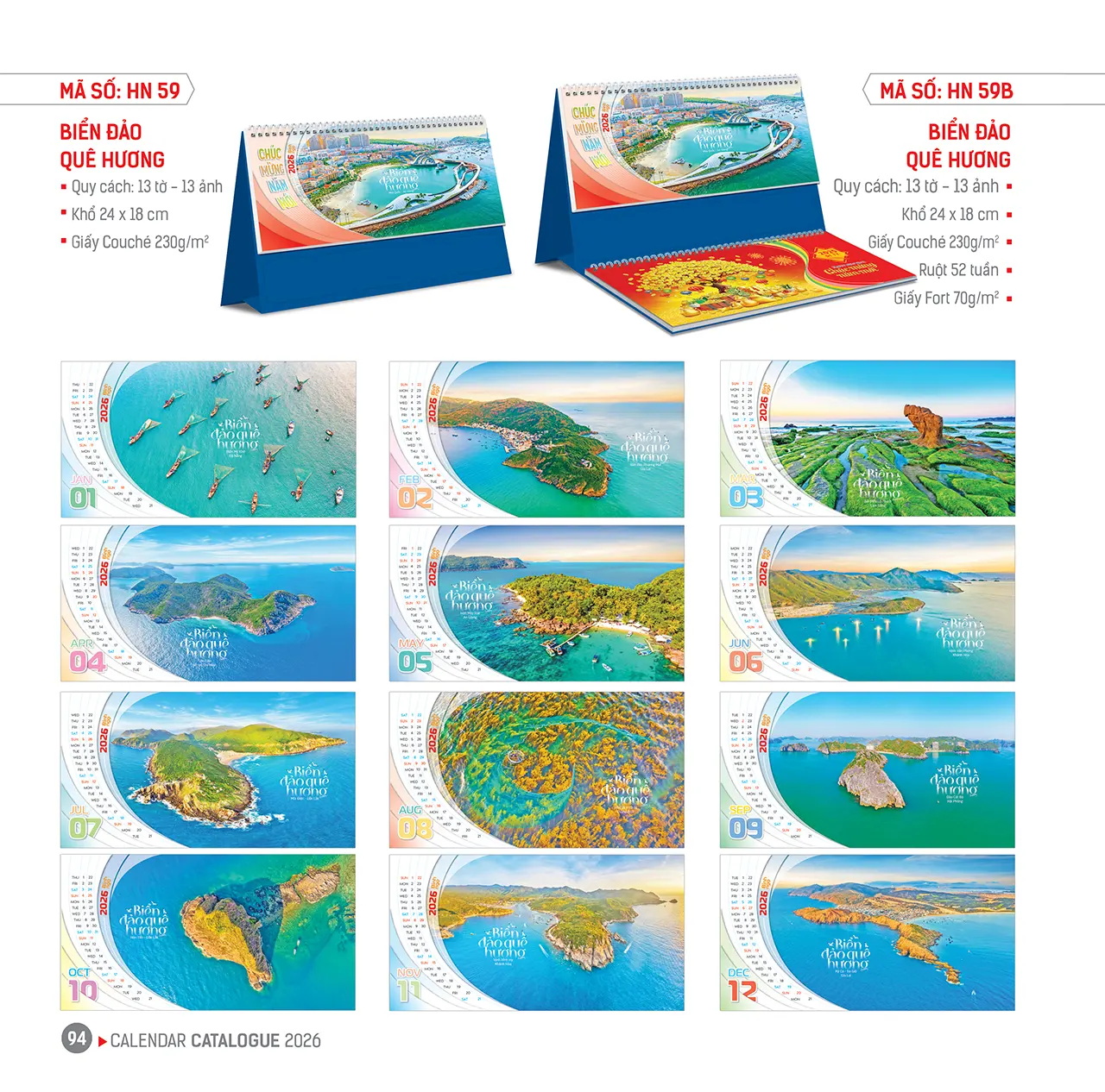 Mẫu lịch để bàn mã HN có đế giấy mỹ thuật