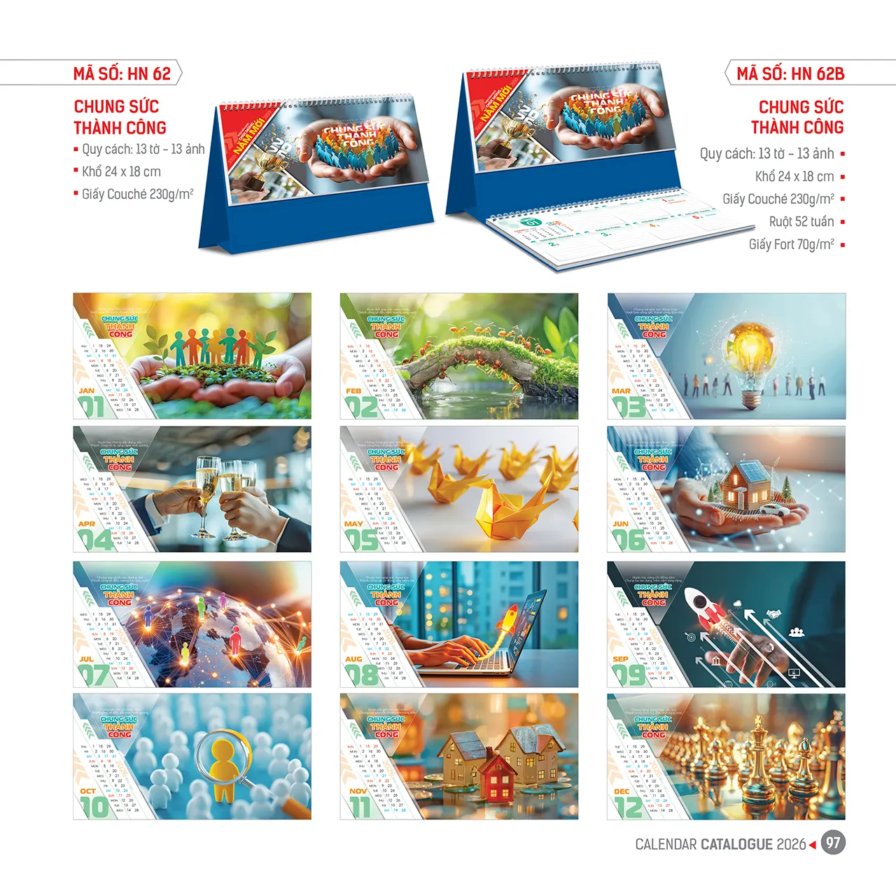 Mẫu lịch để bàn 7 tờ mã HN 2026