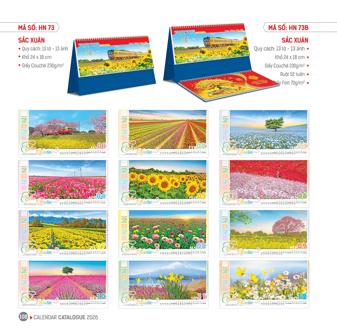 Lịch để bàn 2026 mã HN in hình chúc mừng năm mới