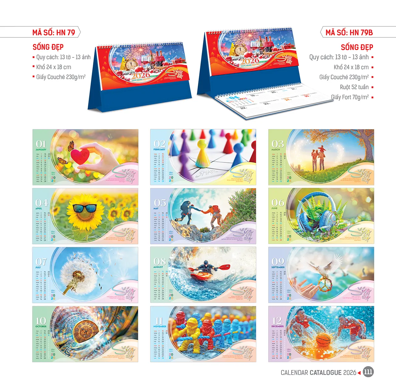 Mẫu lịch để bàn 2026 tặng khách VIP