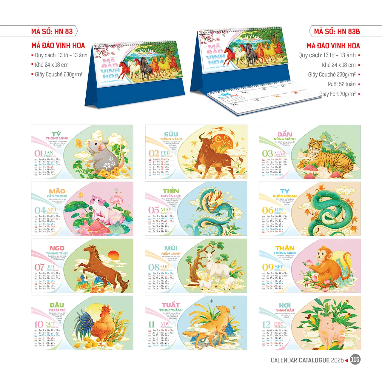 Lịch để bàn 2026 mã HN mẫu mới nhất