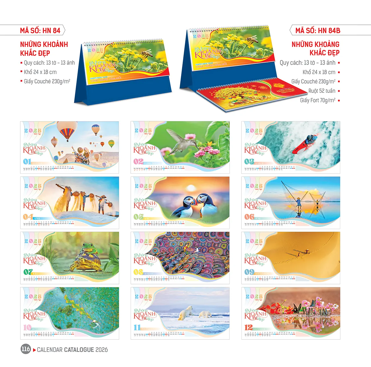 Lịch để bàn 2026 mã HN sang trọng tặng nhân viên