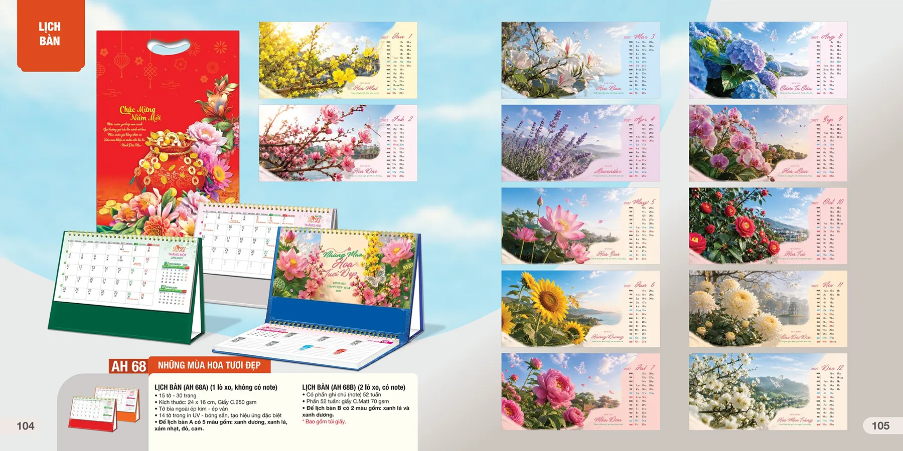 lịch bàn phôi sẵn đẹp