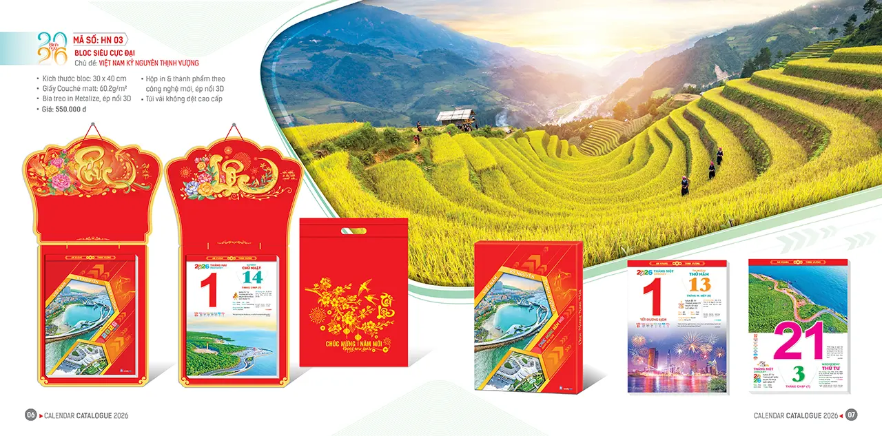 Lịch bloc 2026 mã HN in logo công ty