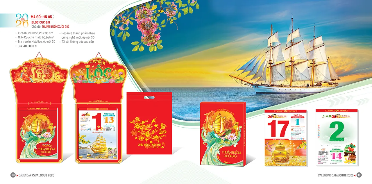 Mẫu lịch bloc doanh nghiệp 2026 mã HN