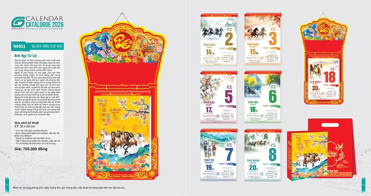 lịch bloc phôi sẵn 2026 mã NH