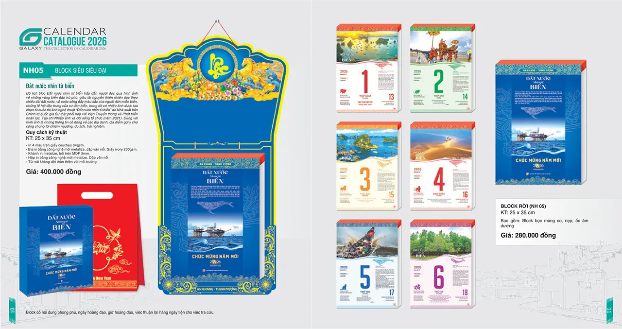 lịch bloc 2026 mã NH sang trọng