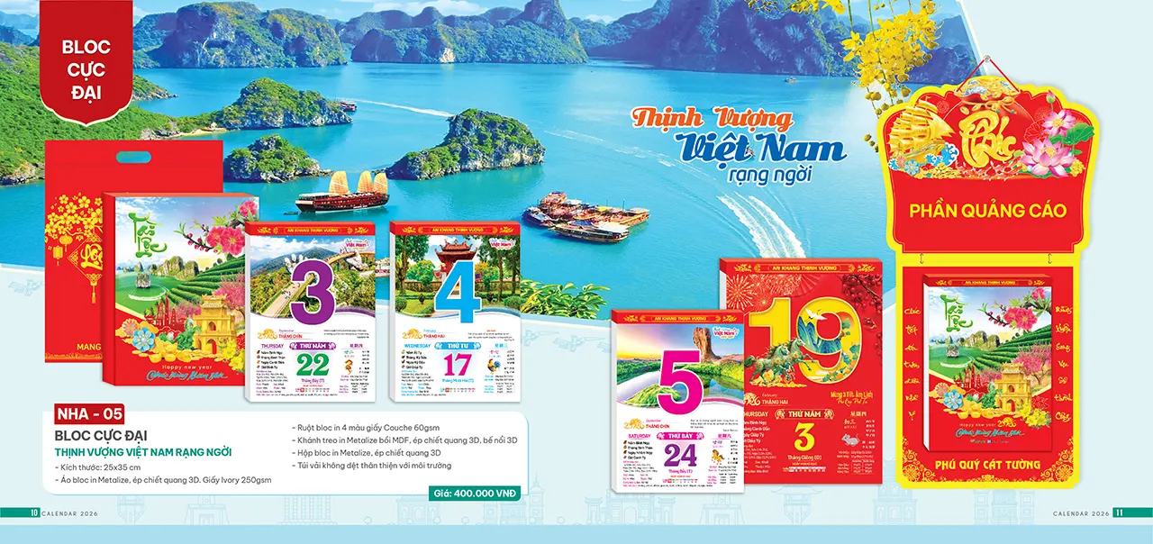 mẫu lịch bloc 2026 mã NHA đẹp