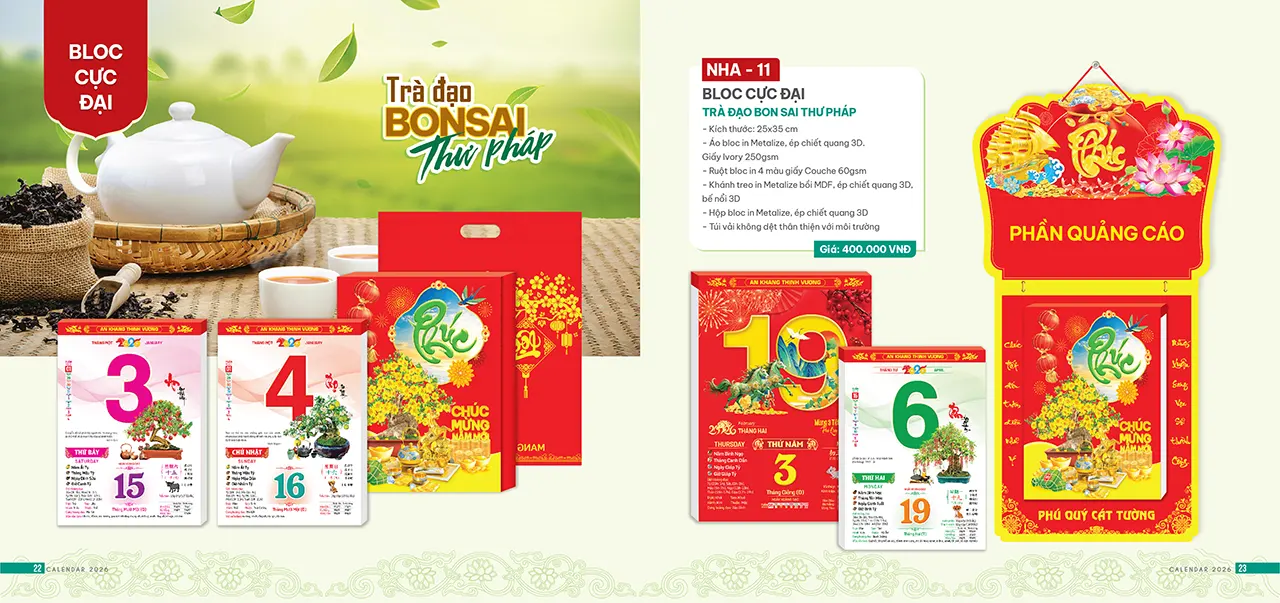 lịch bloc mã NHA khổ lớn