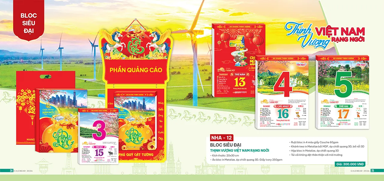 lịch bloc tết 2026 cao cấp