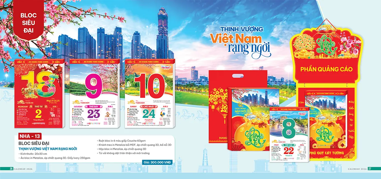 phôi sẵn lịch bloc mã NHA in nhanh