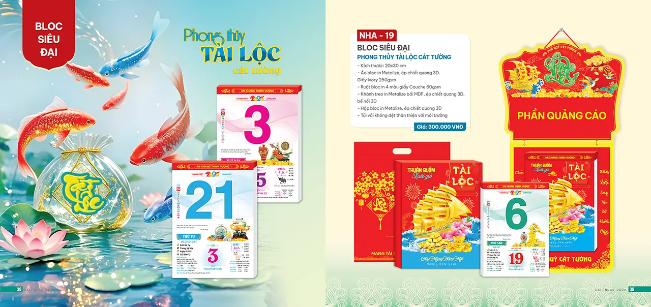 lịch bloc 2026 mã NHA in logo công ty