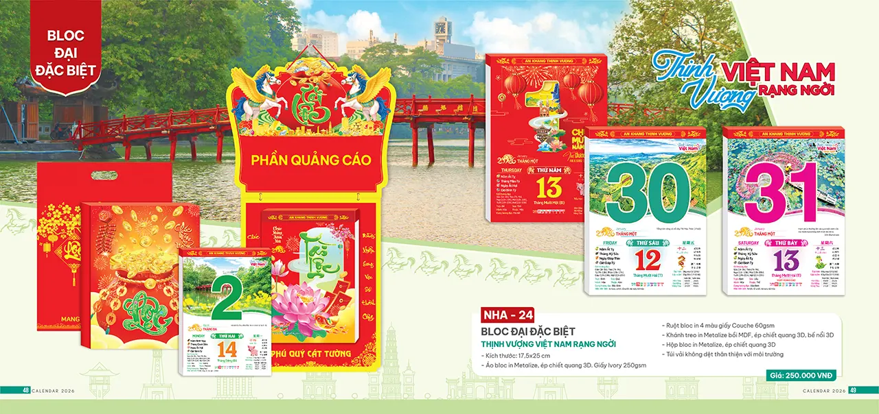 lịch bloc mã NHA in logo doanh nghiệp