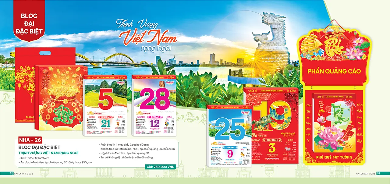 in lịch bloc mã NHA chất lượng cao