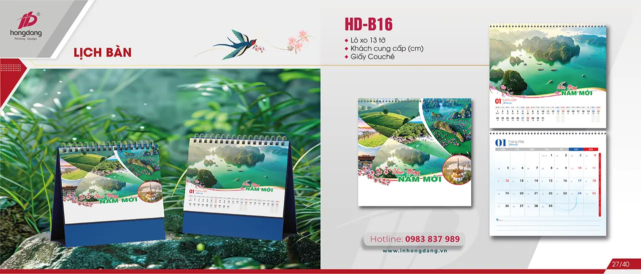 thiết kế lịch độc quyền