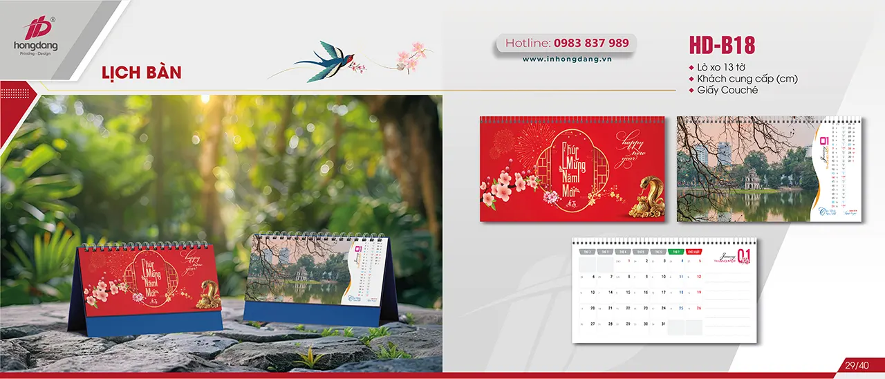 mẫu lịch bàn độc quyền