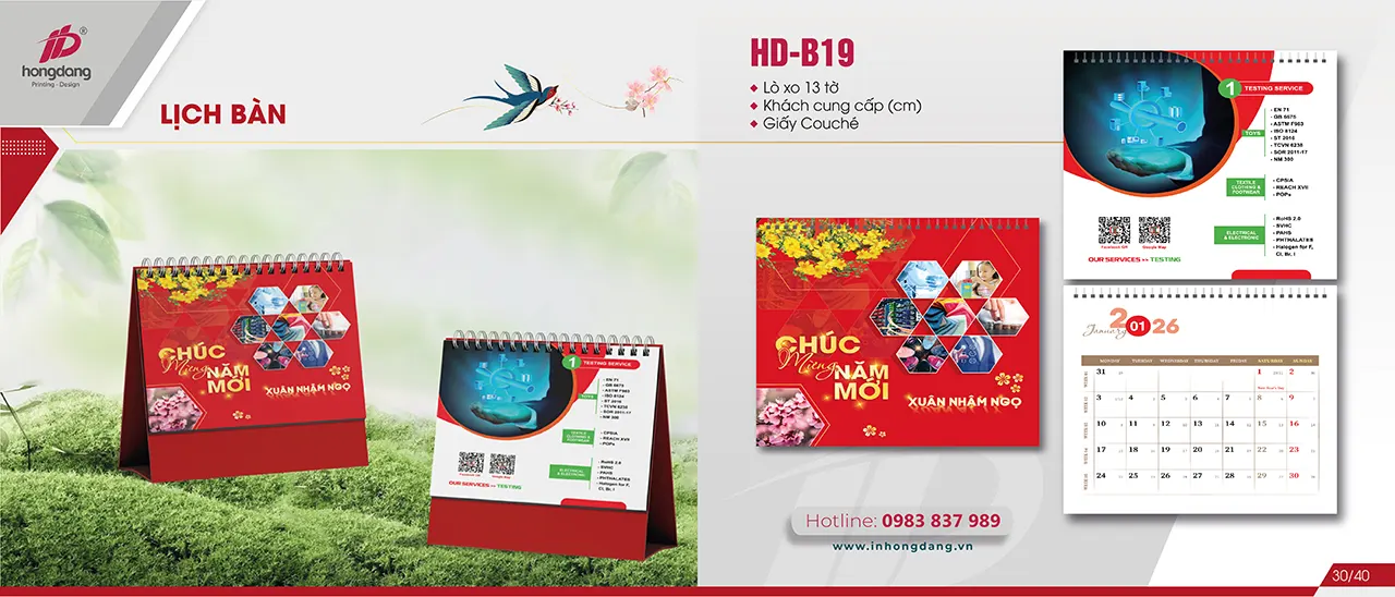 lịch bàn độc quyền