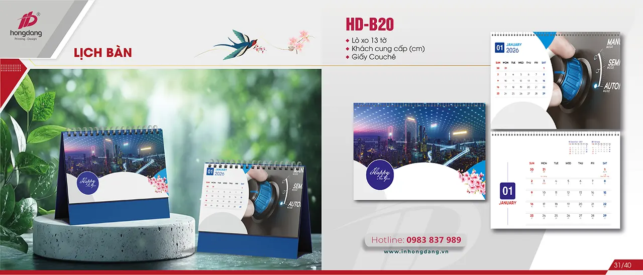 lịch bàn độc quyền