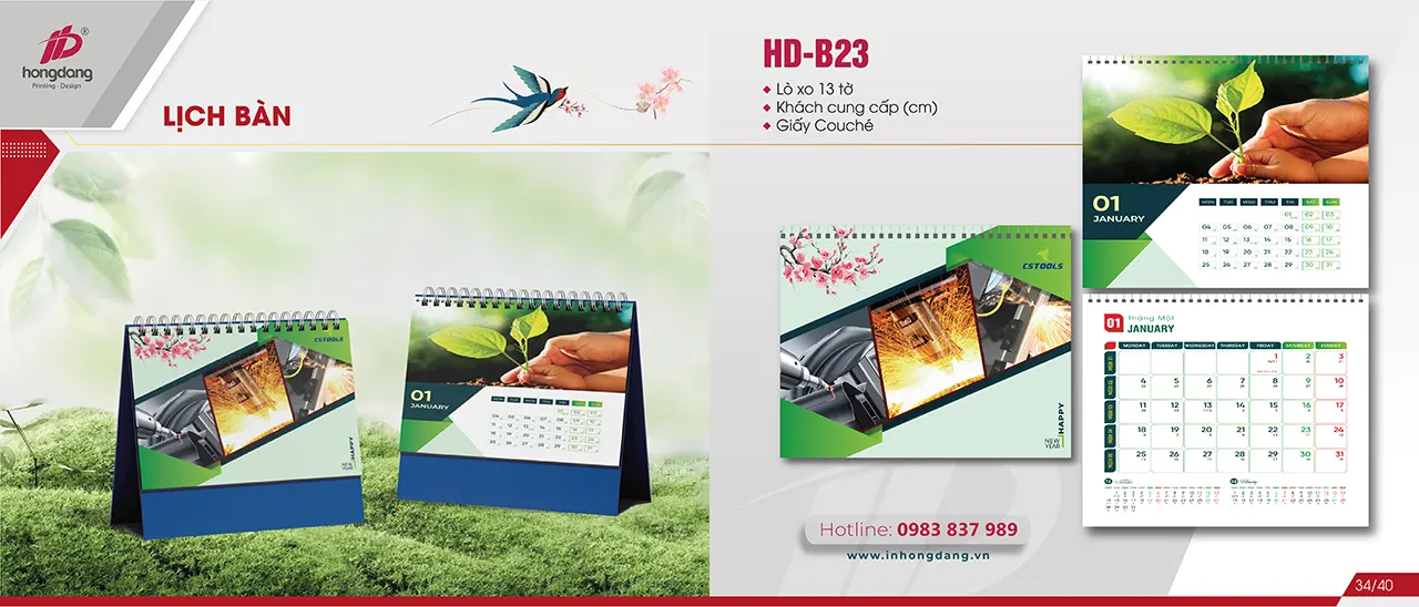 mẫu lịch bàn độc quyền