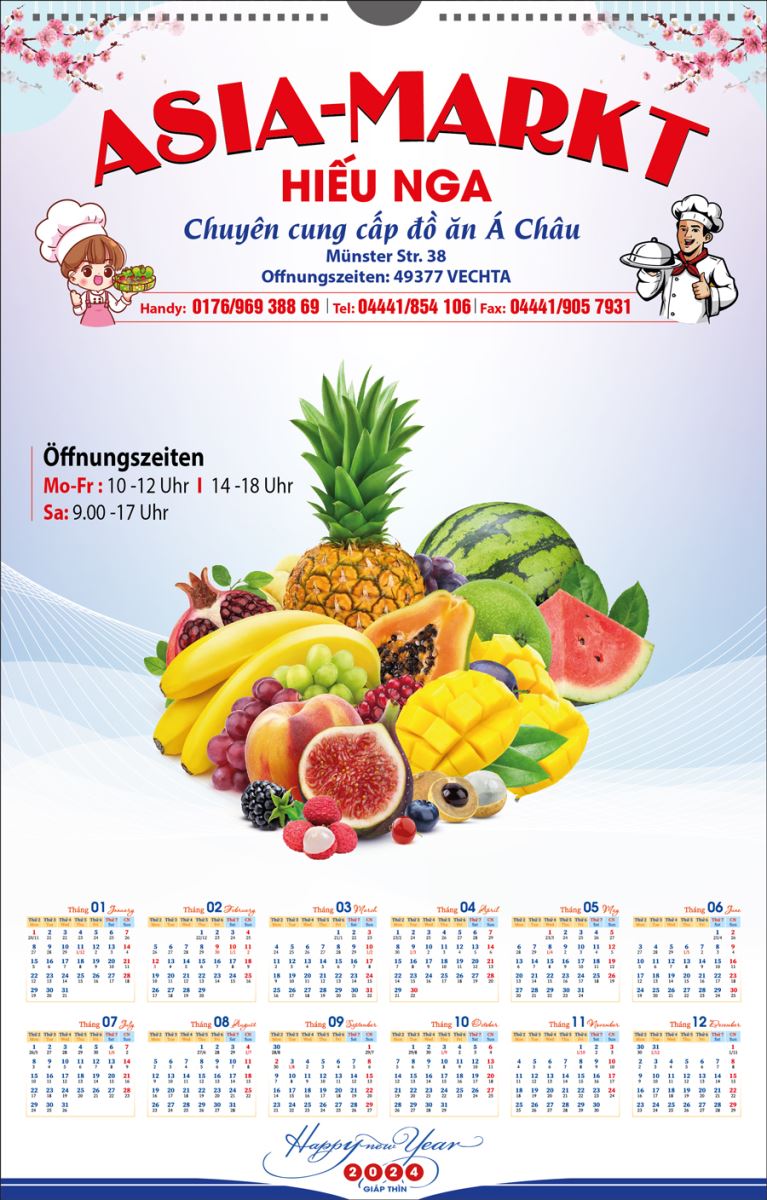 lịch nẹp thiếc 1 tờ độc quyền