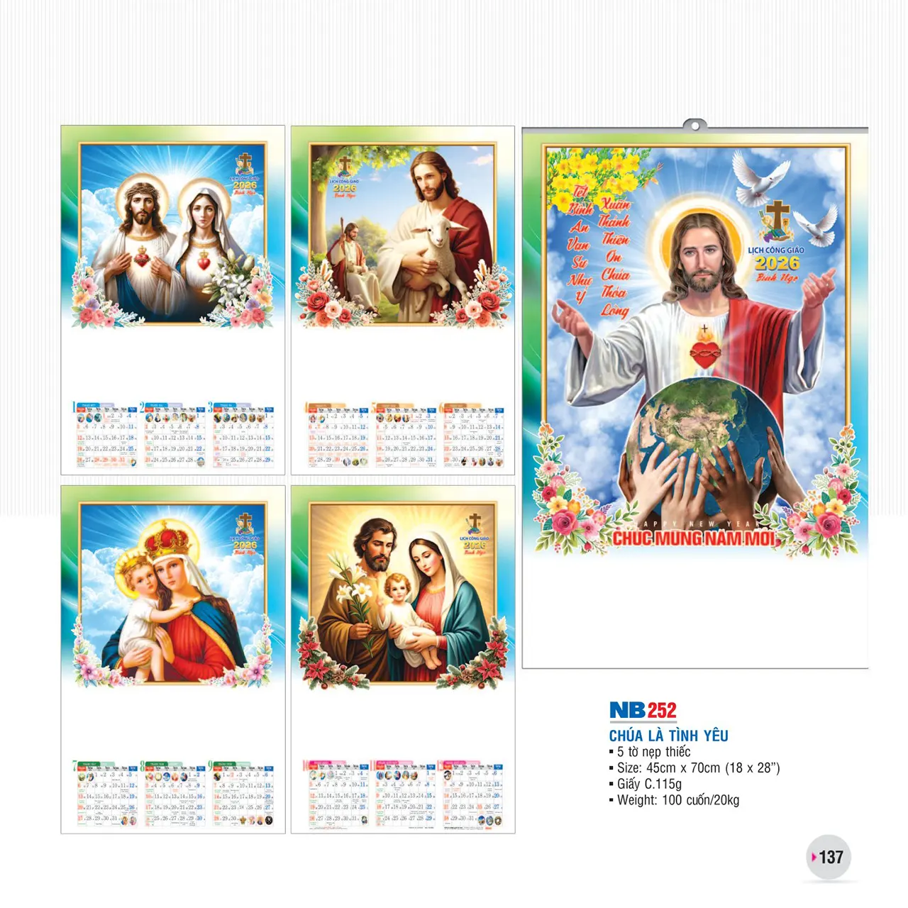 Mẫu lịch nẹp thiếc 5 tờ