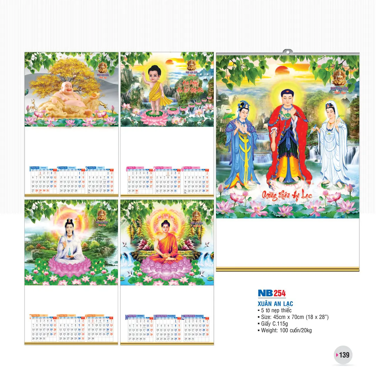 Lịch nẹp thiếc 5 tờ