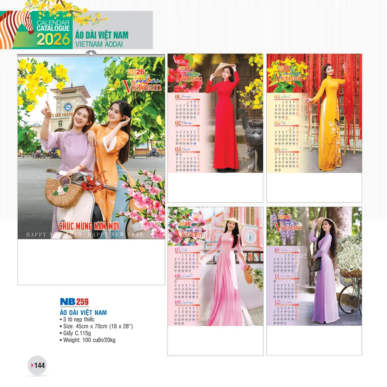 In ấn lịch nẹp thiếc 5 tờ chất lượng tại xưởng uy tín