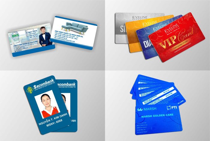 Thẻ nhựa có màu sử dụng chất liệu 100% nhựa PVC, có độ bền cao khoảng 7 – 10 năm